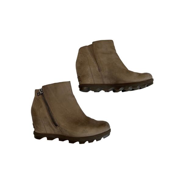 Sorel Women's Joan of Arctic Wedge II Tan Zip Ankle Booties Women's Size 9.5 - Picture 2 of 10